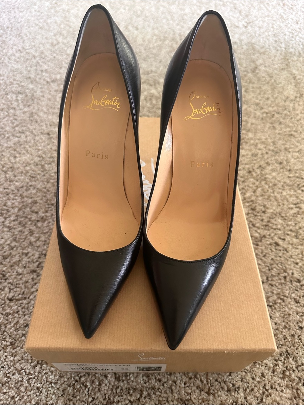 Christian Louboutin Black Pointed-Toe Leather Pumps